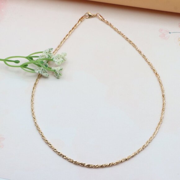 Elegant Rose Gold Twisted Rope Chain Necklace, XPNL0289 - Picture 8 of 10